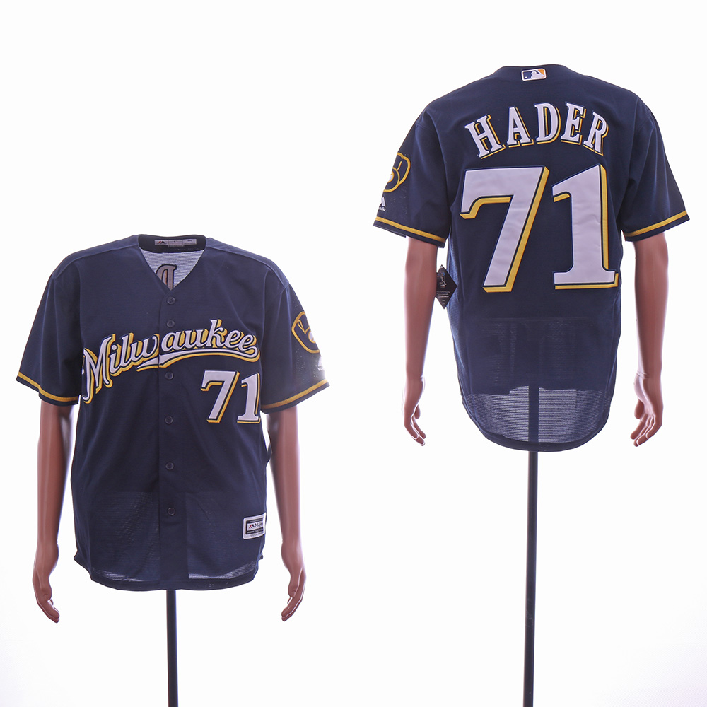 Men Milwaukee Brewers #71 Hader Blue MLB Jerseys->milwaukee brewers->MLB Jersey